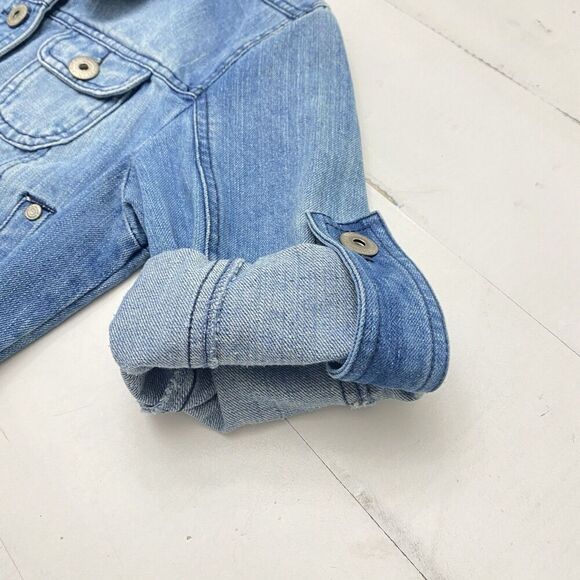Highway Jeans Denim Jacket Blue Cropped Roll Tab Sleeve Women's Medium Western - Picture 3 of 11